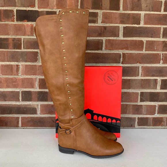 Rialto Ferrell brown Almond-toe over the knee Boots Women's US 8 M MINT - Picture 1 of 11